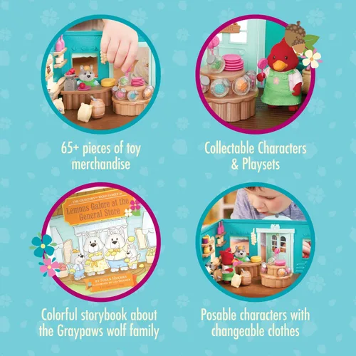 Vista 5 de Li'l Woodzeez Pass – the – Pasta Restaurant Playset – Juego de casa de muñecas de 41 piezas con mesa, bancos, comida y accesorios para juegos de rol