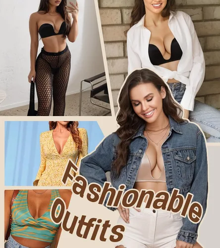 Vista 4 de DotVol Brasier convertible con relleno y escote en U profundo para mujer