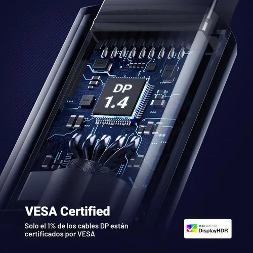 Vista 5 de UGREEN Cable DisplayPort 1.4 con certificación VESA de 8K @60Hz, 4K a 240Hz