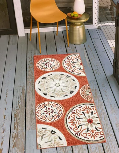 Vista 14 de Unique Loom Outdoor Modern Collection - Alfombra de área con círculos (5 pies 3 pulgadas x 8 pies, ovalada, terracota/borgoña)