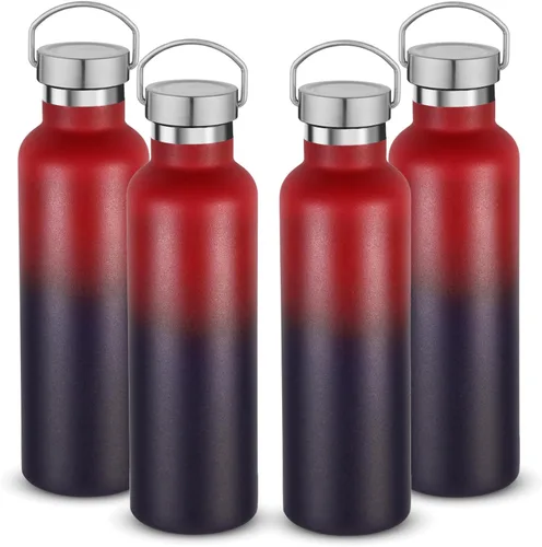 Vista 31 de Volhoply 24 onzas Botella de agua aislada con boca estándar con tapa de combinación de plástico y acero inoxidable, botellas de agua de 304 18/8