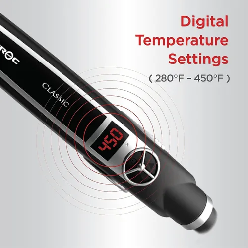 Vista 3 de Croc Classic Nano Titanium Silver Plate Plancha plana, negro, 1.5 pulgadas de ancho, pantalla digital de temperatura, calor máximo de 450 °F, cable