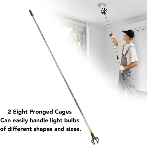 Vista 2 de 1.8 m High Ceiling Light Bulb Changer, Lightweight Telescopic Extension Pole with Flip Cover Lock, for Household Bulb Changing