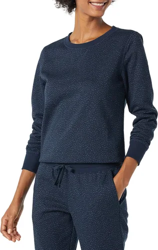 Vista 23 de Amazon Essentials Sudadera de forro polar con cuello redondo y manga larga para mujer Rayas horizontales blanco marino