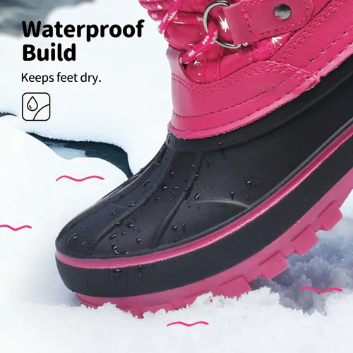 Vista 2 de DREAM PAIRS - Botas de nieve para el invierno, impermeables y con aislamiento para niños