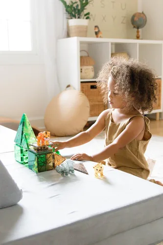 Vista 3 de MAGNA-TILES Jungle Animals - Juego de construcción magnética de 25 piezas, la marca original de construcción magnética