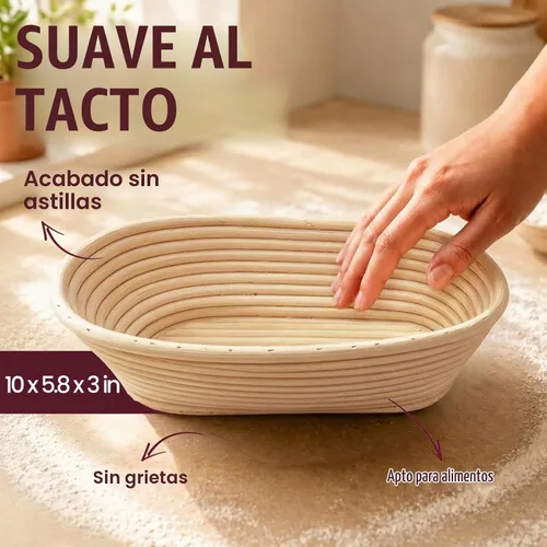 Vista 3 de DOYOLLA Juego de cestas a prueba de pan, kit de inicio de masa madre, herramientas para hacer pan Banneton con eslinga de pan de silicona
