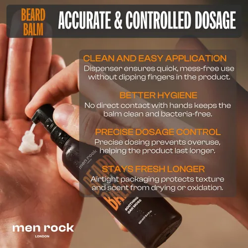 Vista 4 de Men Rock Bálsamo calmante para barba - Oak Moss - Acondicionador para barba sin enjuague para hombres - Productos para el cuidado de la piel