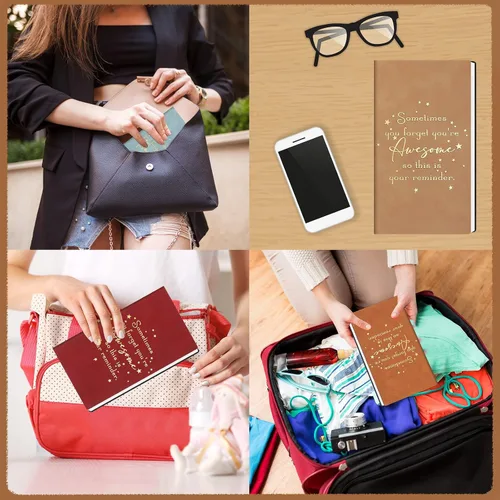 Vista 4 de Fuutreo 10 cuadernos de cuero a granel, regalo de agradecimiento para empleados, compañeros de trabajo, semana CNA, cuaderno inspirador A6, diario