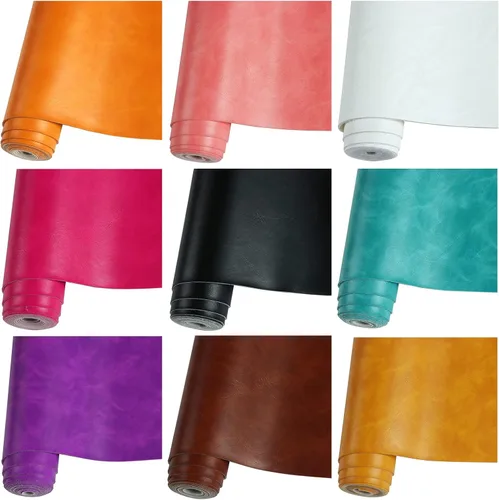 Vista 4 de Rollo de piel sintética color liso negro de 12 x 53 pulgadas, material para hacer manualidades, hacer manualidades, aretes de cuero, lazos, costura