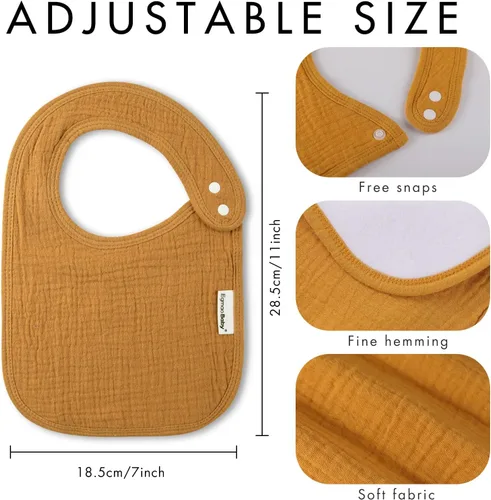 Vista 6 de Baberos de muselina para bebés niños y niñas, babero de muselina orgánica para bebé para babeo y dentición, baberos suaves de bandana para babeo