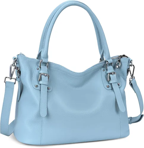 Vista 8 de HESHE - Carteras y bolsos de cuero genuino para mujer, bolso de mano, bolso de hombro, bolso de asa superior, bolso cruzado, bolso tipo morral Beige