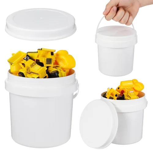 Vista 3 de Cubo de plástico blanco 3pcs cubo de almacenamiento blanco con cubierta 3pc PP con tapa