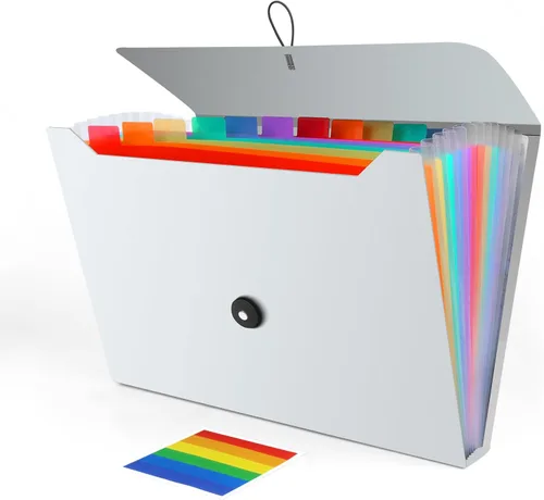 Vista 10 de Organizador de archivos de acordeón, carpeta de archivos expandible para clasificar documentos y papeles, organizador de almacenamiento de archivos