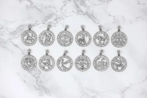 Vista 5 de Collar con colgante del zodiaco de plata de ley