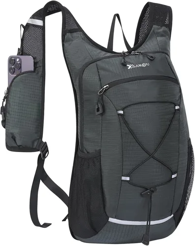 Vista 9 de Mochila pequeña de 15L para senderismo ligera Mochila de hidratación para hombres y mujeres, mochila de senderismo impermeable para viajes y ciclismo