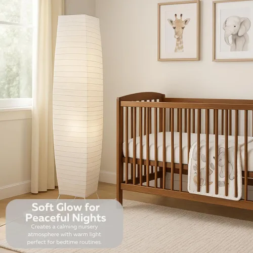 Vista 7 de LIGHTACCENTS Lámparas de pie de papel de arroz para sala de estar, paquete de 2 lámparas de pie de papel blanco con interruptor de pie