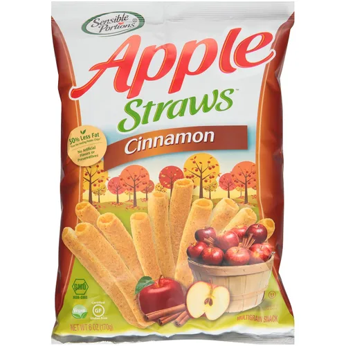 Vista 8 de Sensible Portions Pajitas de manzana, canela, tamaño de aperitivo, 1 onza (paquete de 8)