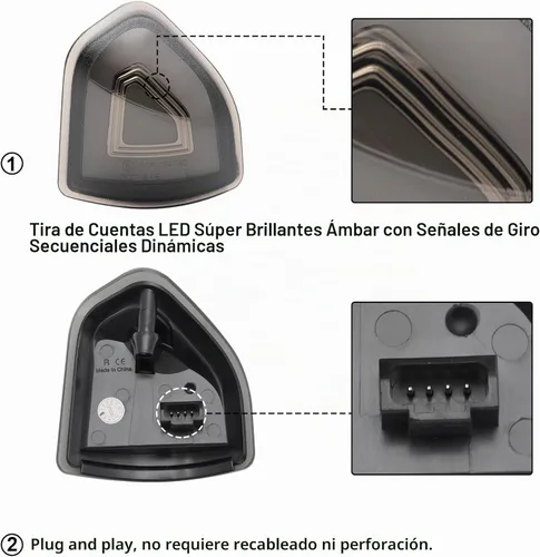 Vista 7 de Luces LED de señal de giro para espejo lateral Compatible con Ram 1500 2021-2023/para Ram 1500 Classic 2022 2023/para Ram 2500 3500 19-22 Señal