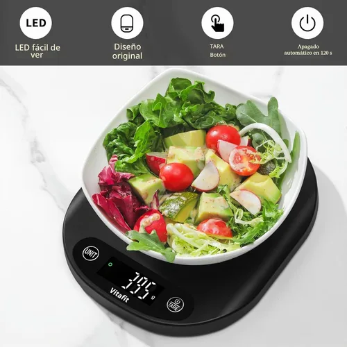 Vista 6 de Vitafit - Báscula digital para alimentos de 15 kg/33 lb de alta precisión de 0.1 oz/1 g, nuestra propia báscula de cocina de fábrica profesional