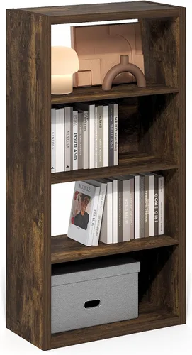 Vista 10 de Furinno LUDER - Estantería de libros, estantería moderna de 2 niveles, estantería abierta de 9 x 16 x 21, para sala de estar, dormitorio, oficina