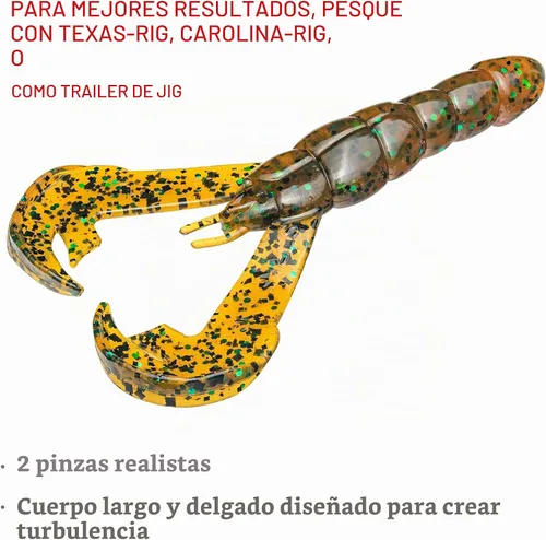 Vista 4 de Strike King Rage Tail Cangrejo Ámbar Verde Negro