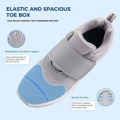 Vista 5 de Ortho+rest Zapatos para caminar diabéticos para hombre, zapatos para edema para pies hinchados, soporte de arco, zapatillas ortopédicas