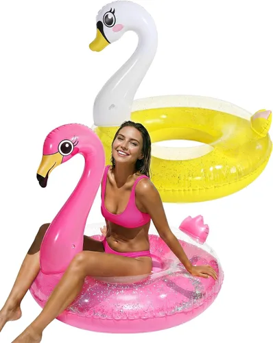 Vista 8 de HeySplash Pool Floats, Inflatable Pool Float, Large Floatie for Bachelorette Party, Swim Tube River Lake Beach Bride Wedding Decor Fun Toy Raft