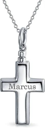 Vista 5 de Personalizar gran cruz medallón colgante para las mujeres para los hombres Memorial cremación urna titular collar para cenizas plata esterlina