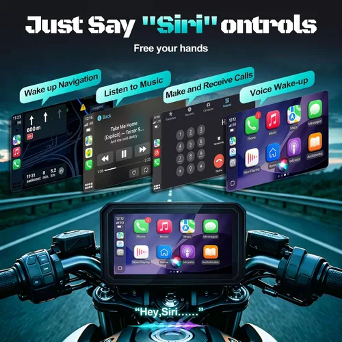 Vista 4 de LBW 2026 - GPS CarPlay para motocicleta de 6 pulgadas con Android Auto inalámbrico, doble cámara de tablero 2K, sistema de navegación, impermeable