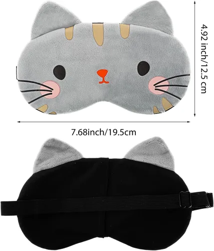 Vista 2 de WLLHYF Linda máscara de ojos para dormir, suave felpa con dibujos animados de gato, cómoda cubierta de ojos de animales, divertida y novedosa sombra