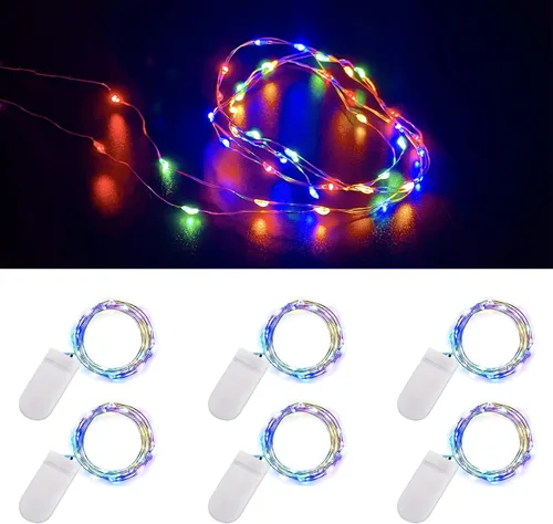 Vista 10 de Ostwiki Guirnalda de luces de hadas que funcionan con pilas, paquete de 6 mini luces de 20 LED, 2,1 metros, luz centelleante de luciérnagas