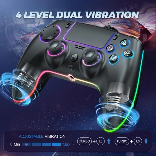 Vista 4 de GUOC Wired Controller Compatible for PS-5/Pro/Slim/PC, Hall Effect Sticks & 7 RGB LED Mode & haptic Feedback & Motion Sensing, 3.5mm Audio Jack