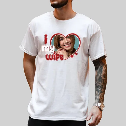 Vista 2 de LASFOUR Camiseta de rap Bootleg personalizada, I Love My Wife Shirts para hombres, camisa gráfica vintage con caras en ellas personalizadas