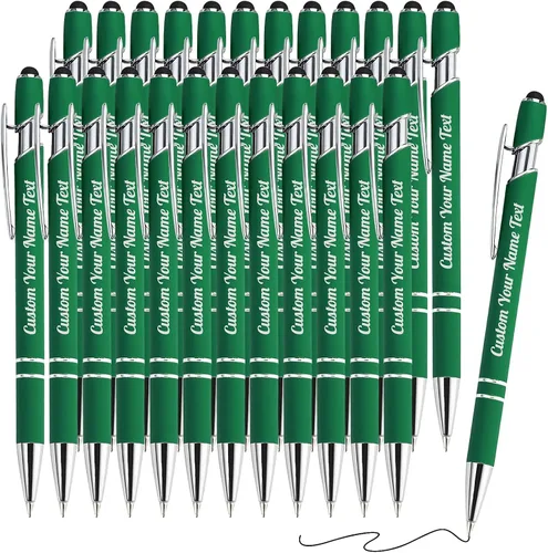 Vista 20 de 12 unidades de bolígrafos personalizados a granel con nombre grabado gratis, bolígrafos de bola personalizados con lápiz óptico, mensaje de texto