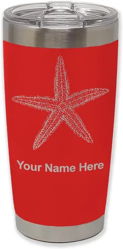 Vista 31 de LaserGram 20oz Vacuum Insulated Tumbler Mug, Starfish, Personalized Engraving Included (Black)
