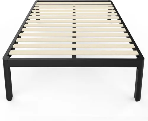 Vista 19 de MAF - Base de cama de plataforma de 14 pulgadas para cama individual con listones de madera, base de cama de metal resistente de 3500 libras