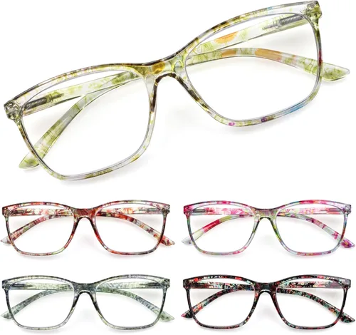 Vista 13 de SIGVAN Lentes de lectura para mujer, con bloqueo de luz azul, bisagra de resorte, diseño de moda, lentes con estampado para mujer