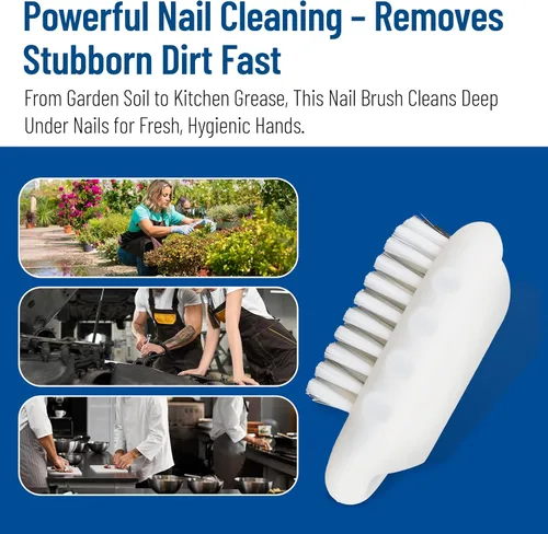 Vista 7 de Cepillo exfoliante para uñas SPARTA de grado comercial, cepillo resistente para manos y uñas con cerdas rígidas para jardineros, mecánicos y Blanco