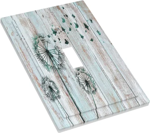 Vista 73 de Cubiertas Decorativas para Placas de Interruptor Diente de León Azul Rústico Citas Inspiradoras Casa de Campo Tablón de Madera Gris 1 Gang Cubierta