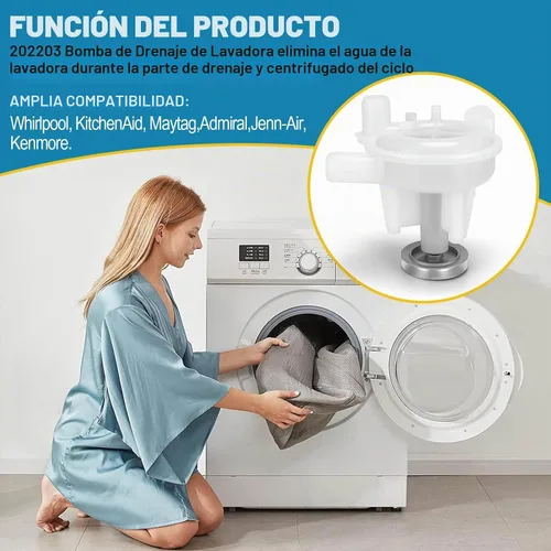 Vista 2 de Lucky Seven 202203 Bomba de drenaje para lavadora Maytag, sustituye a 202203, 202540, 6-2022030, WP6-2022030