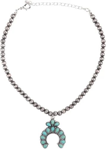 Vista 3 de RIAH FASHION Collar largo de cuentas con colgante bohemio, cristal brillante, dije de cuarzo de piedra natural, cuentas de madera bohemia, cadena