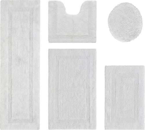Vista 211 de Better Trends - Juego de 2 alfombras de baño 100% algodón, extra suaves, con borlas, de 17" x 24", alfombra de baño superabsorbente y reversible