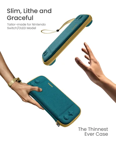 Vista 2 de tomtoc Funda de transporte delgada para Nintendo Switchmodelo OLED, funda protectora para interruptor con 10 cartuchos de juego, funda de viaje