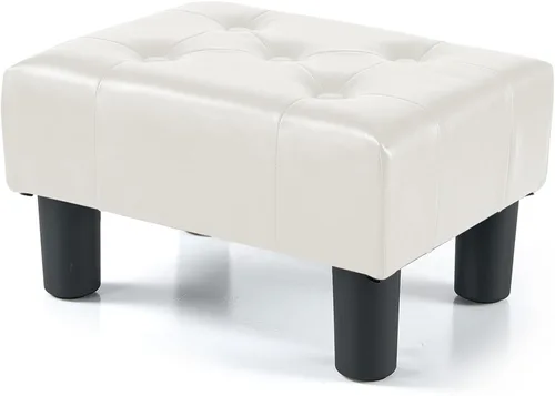 Vista 29 de BRIAN & DANY Taburete pequeño para pies, taburetes de lino con patas, reposapiés pequeño estable para sala de estar, beige