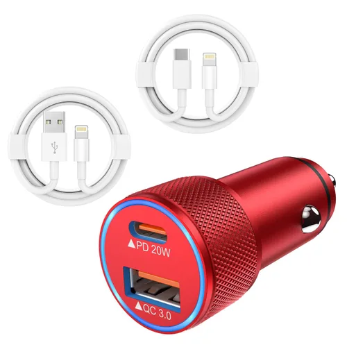 Vista 9 de Cargador de Coche Retráctil, Adaptador de Cargador de Coche iPhone 16 15 de 66W 4 en 1 con 2 Cables de Cargador iPhone Retráctiles