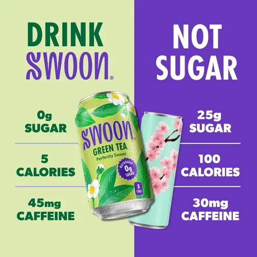 Vista 6 de Swoon Perfectly Sweet Green Tea Cero azúcar, ligeramente cafeinado y refrescante Keto, Paleo, vegano, sin OMG y sin gluten Endulzado