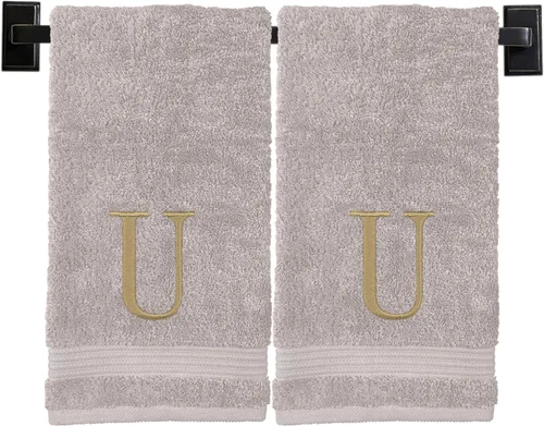 Vista 51 de Toallas de mano con monograma para baño, algodón turco de lujo, bordadas en Estados Unidos, juego de 2, elige el color del juego