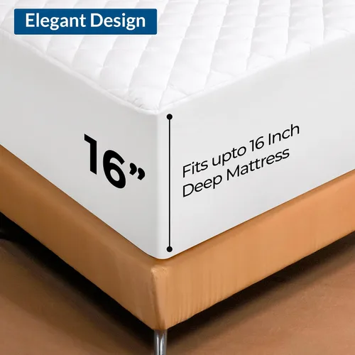 Vista 3 de Royale Linens Cubrecolchón tamaño California King – Protector de colchón acolchado suave – Bolsillo profundo ajustable que se adapta a hasta 16
