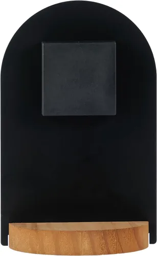 Vista 5 de SOFFEE DESIGN Reloj de mesa de una pieza con hoja de hierro con base de madera, reloj de escritorio sin tictac funciona con pilas para sala de Negro